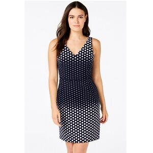 Tommy Hilfiger Navy Blue Polka Dot Sheath Dress Size 6